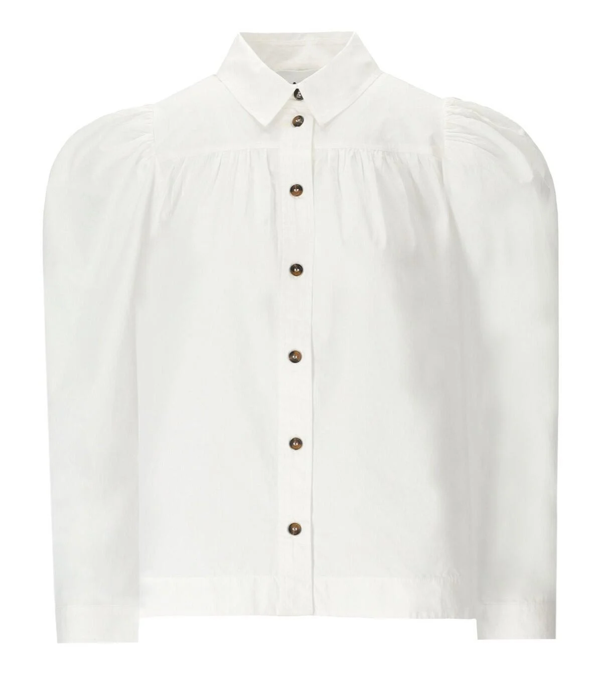 Ganni Puff-Sleeved Poplin Shirt