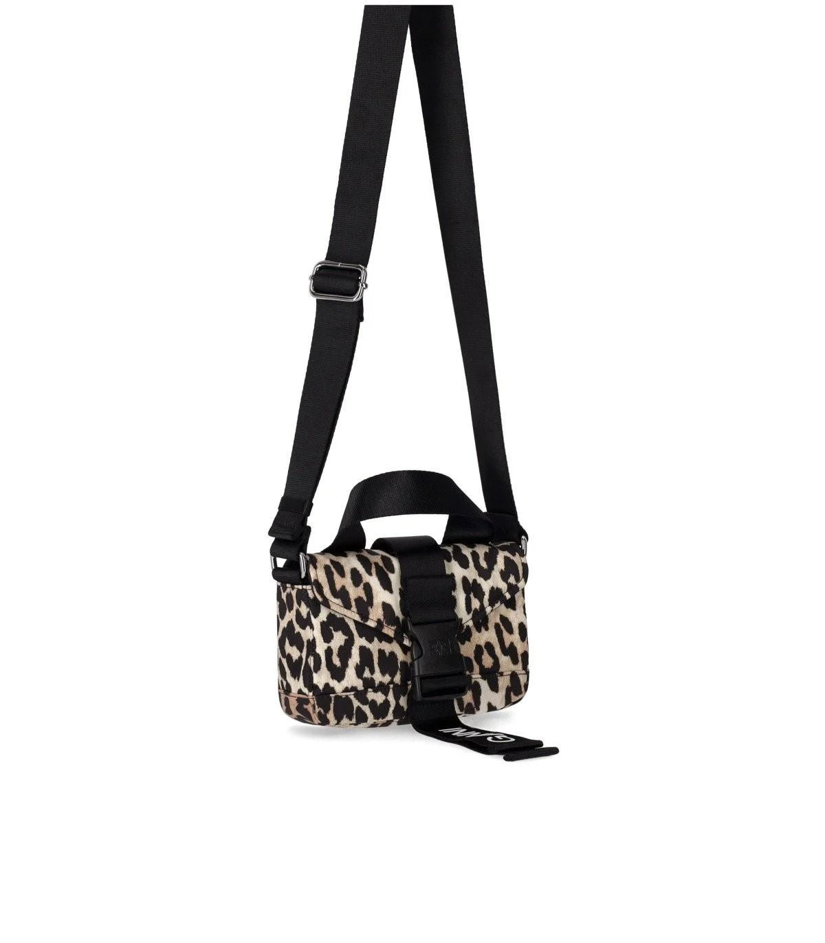 ganni tech mini animal print crossbody bag