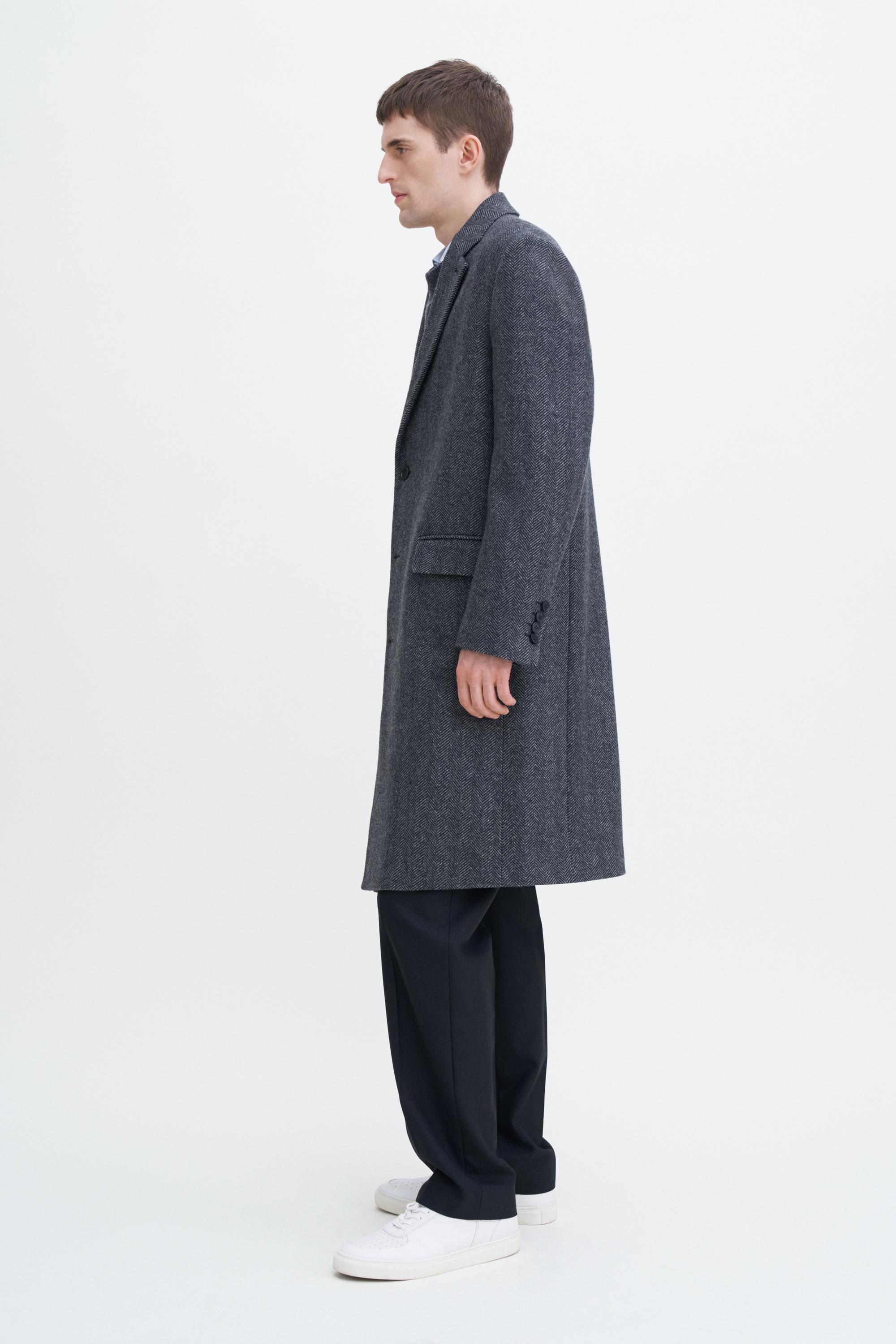 Relaxed Wool Herringbone Coat