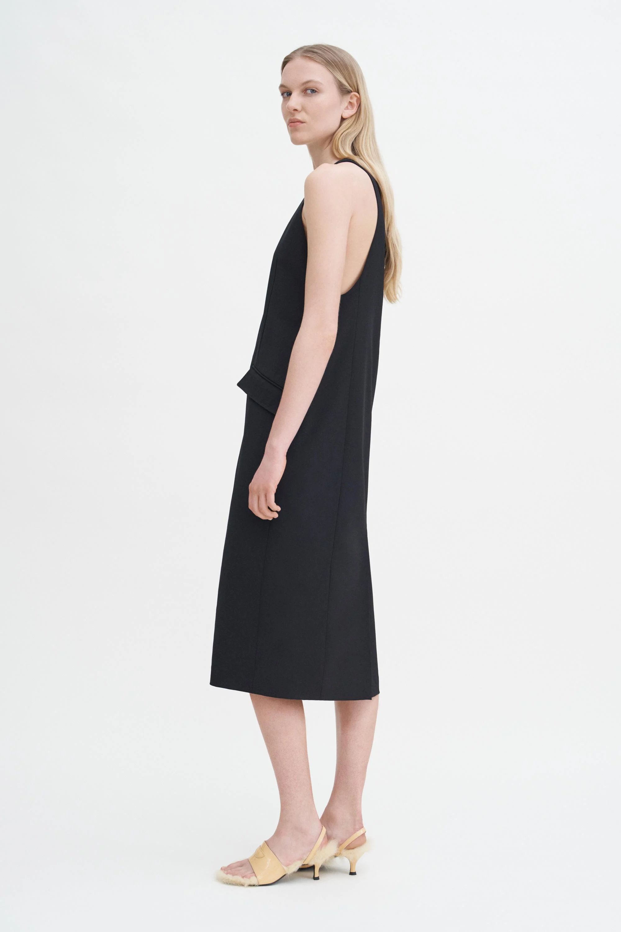 Tailored Wool V-neck Dress