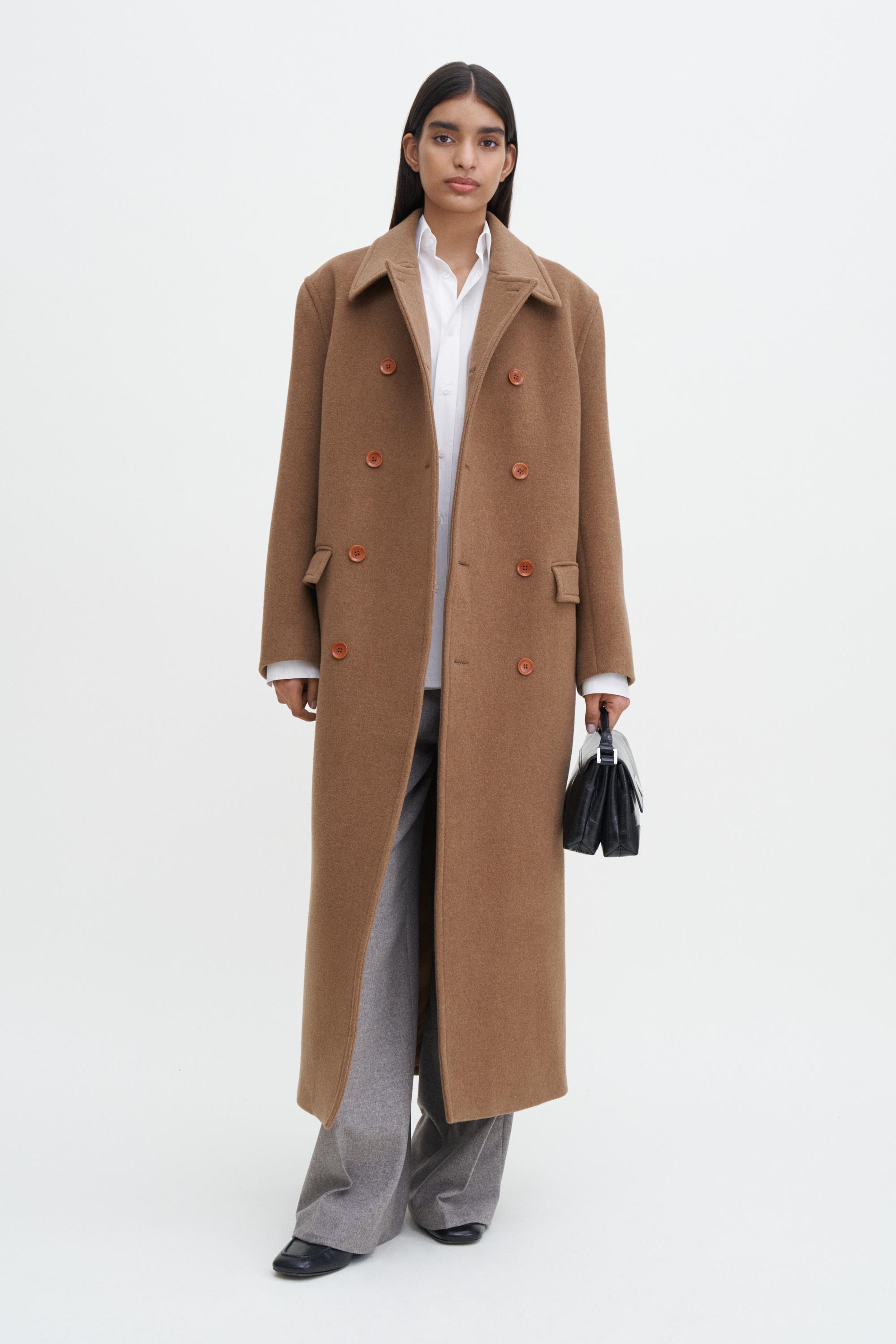 Double Breasted Brushed Wool Coat