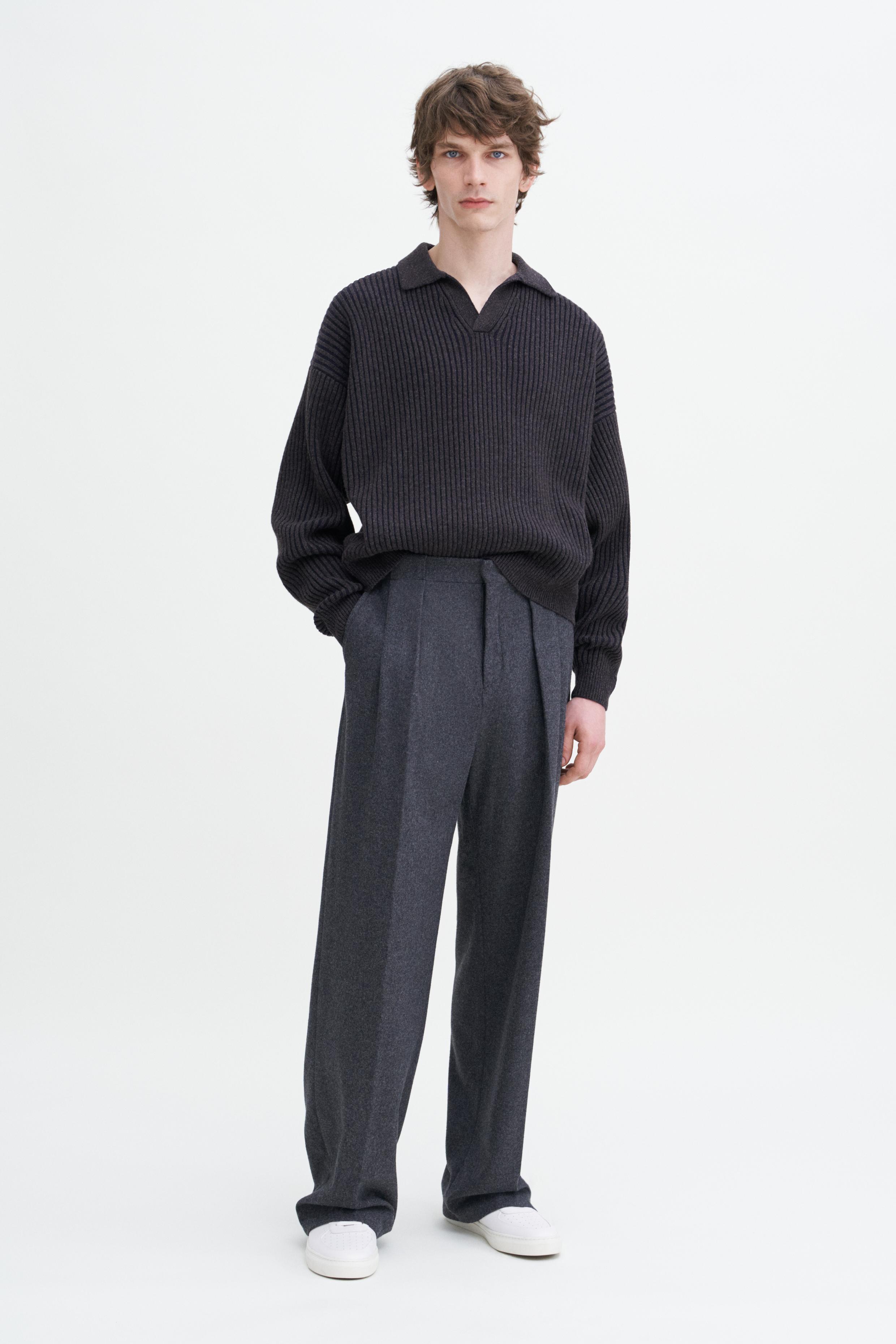 Oversized Pleated Wool Trousers