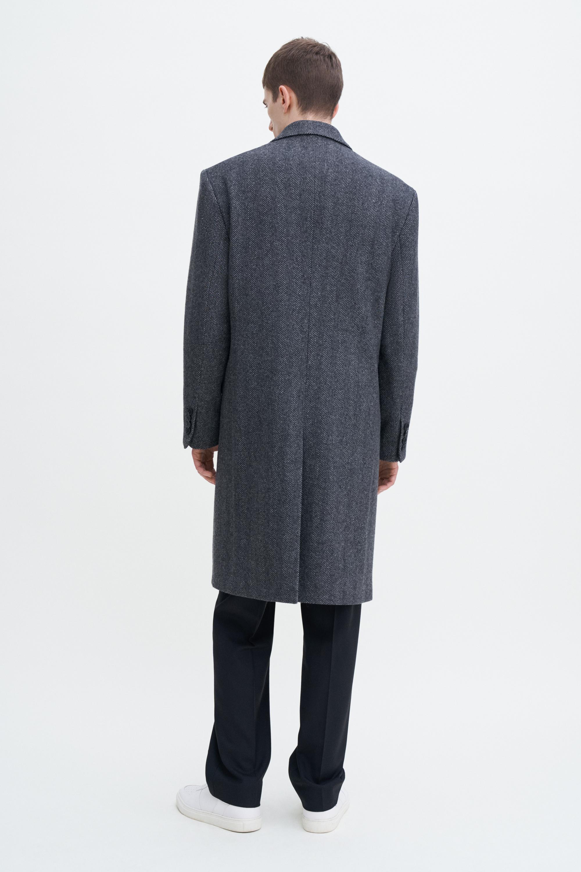 Relaxed Wool Herringbone Coat