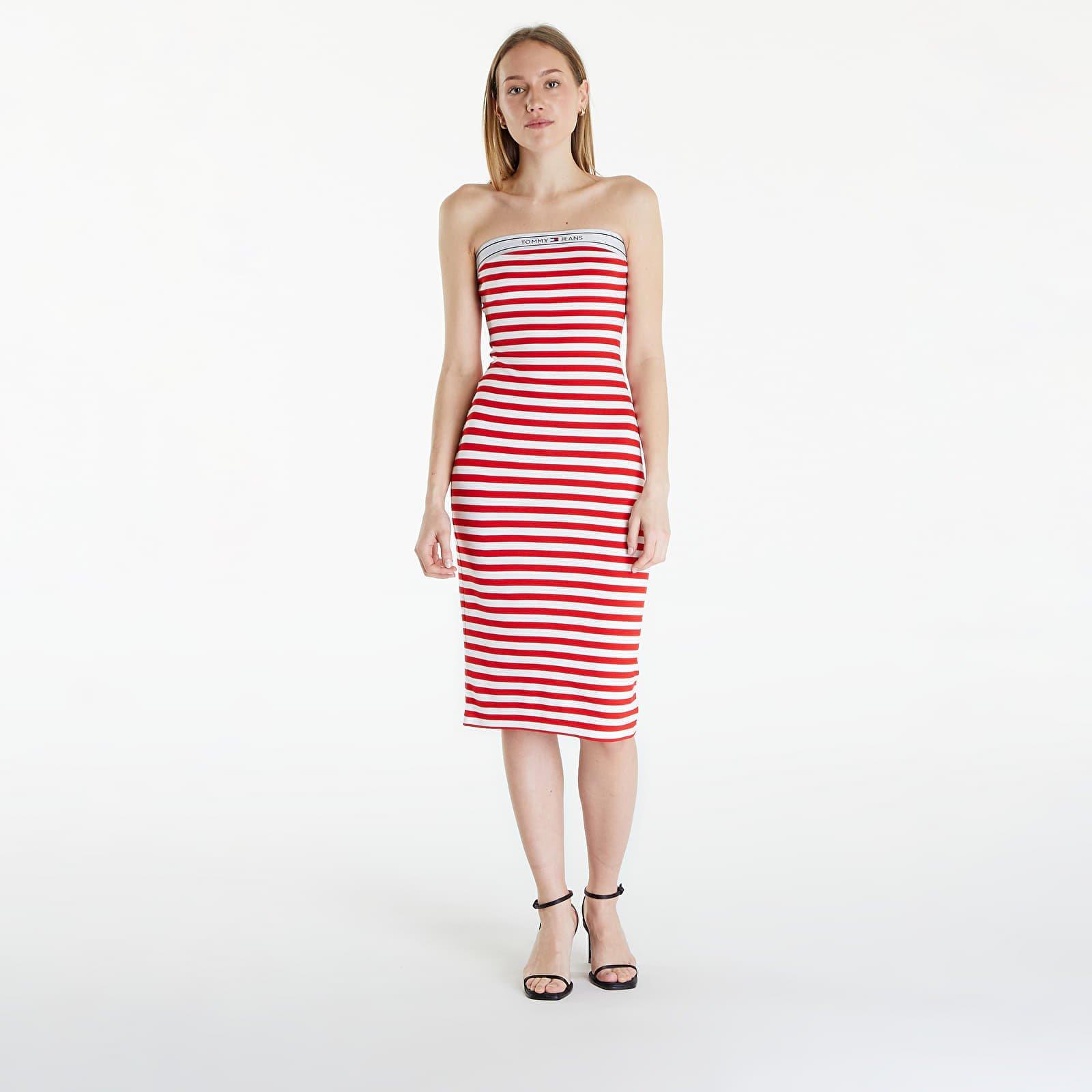 Tommy Jeans Logo Tape Stripe Knee Lenght Tube Dress