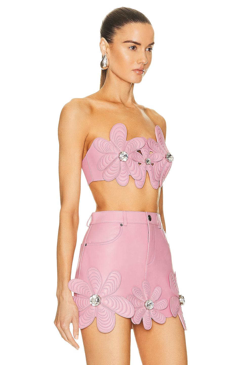 Mussel Flower Leather Bandeau Top