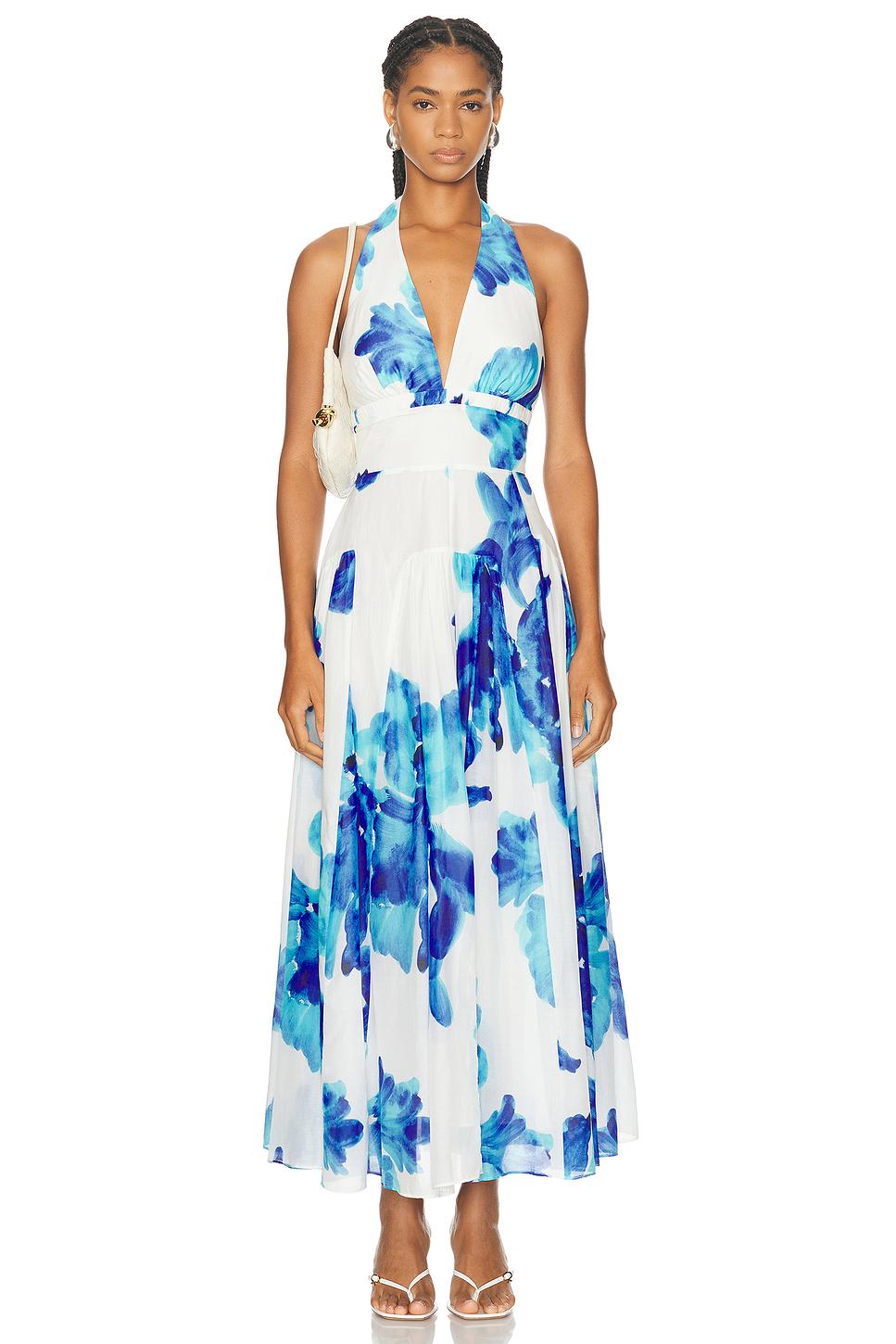 Giulia Deep V Halter Midi Dress