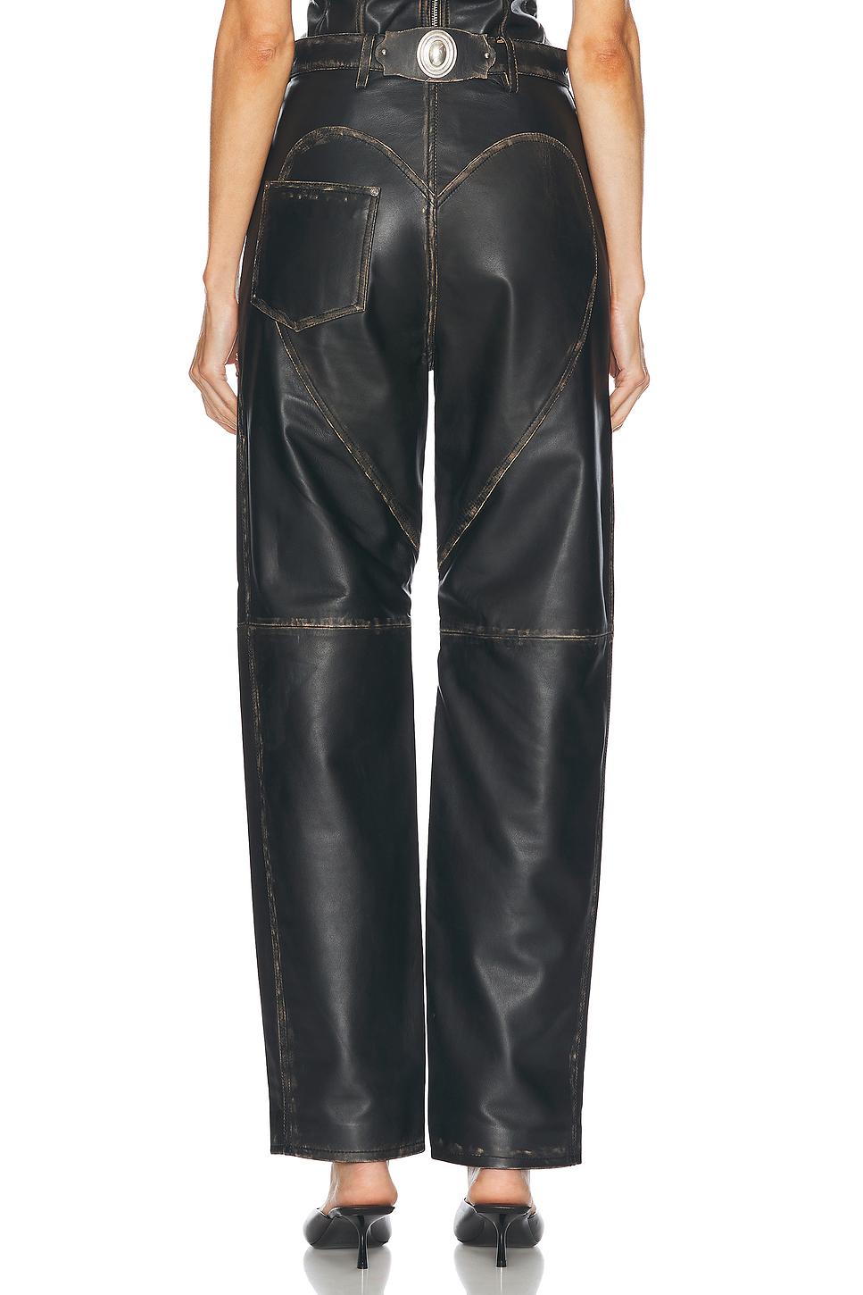 Studded Leather Slit Leg Pant