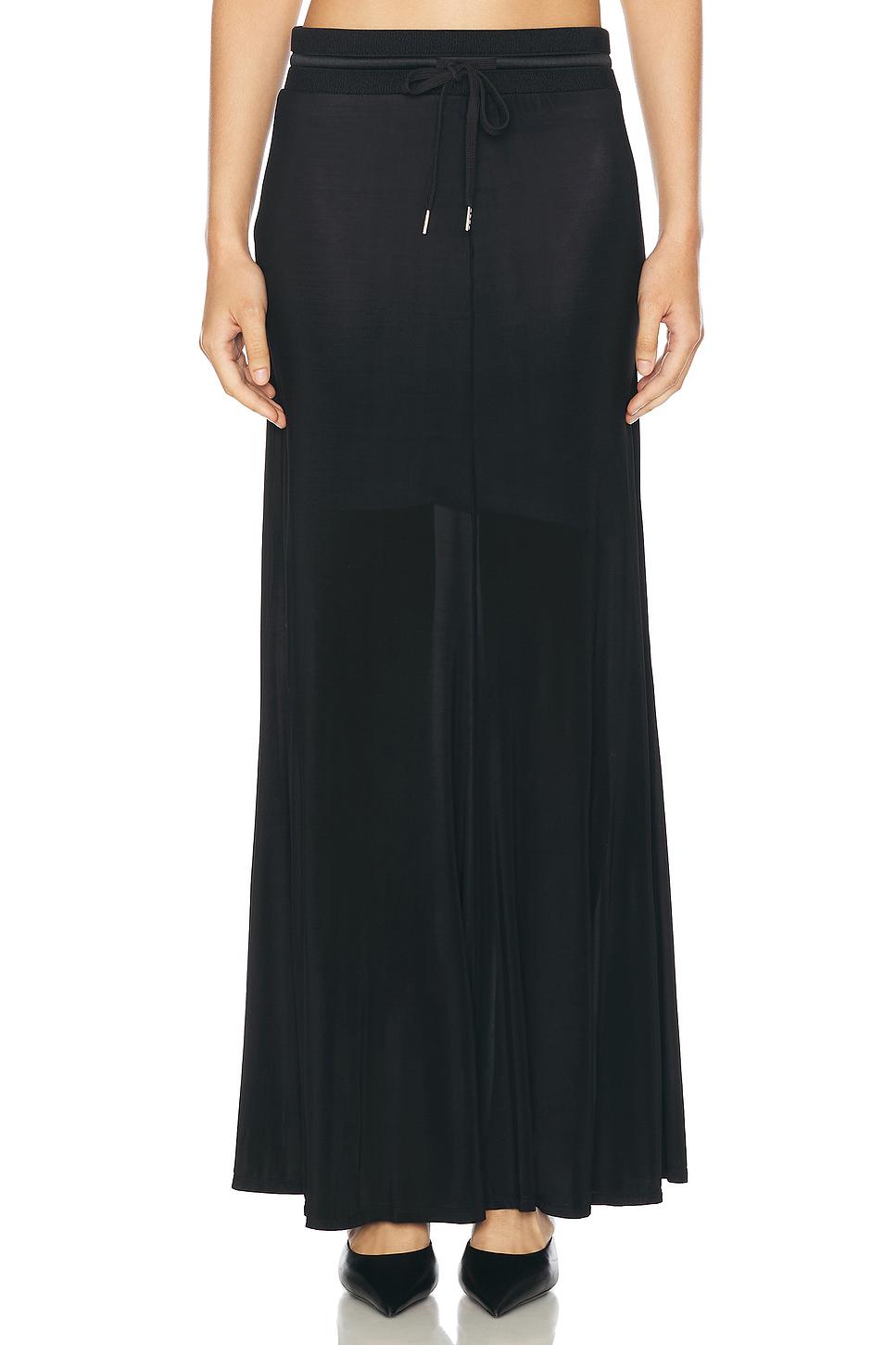 Drawstring Waist Maxi Skirt