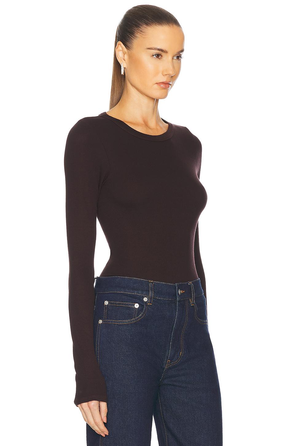 Silk Knit Long Sleeve Crewneck Top