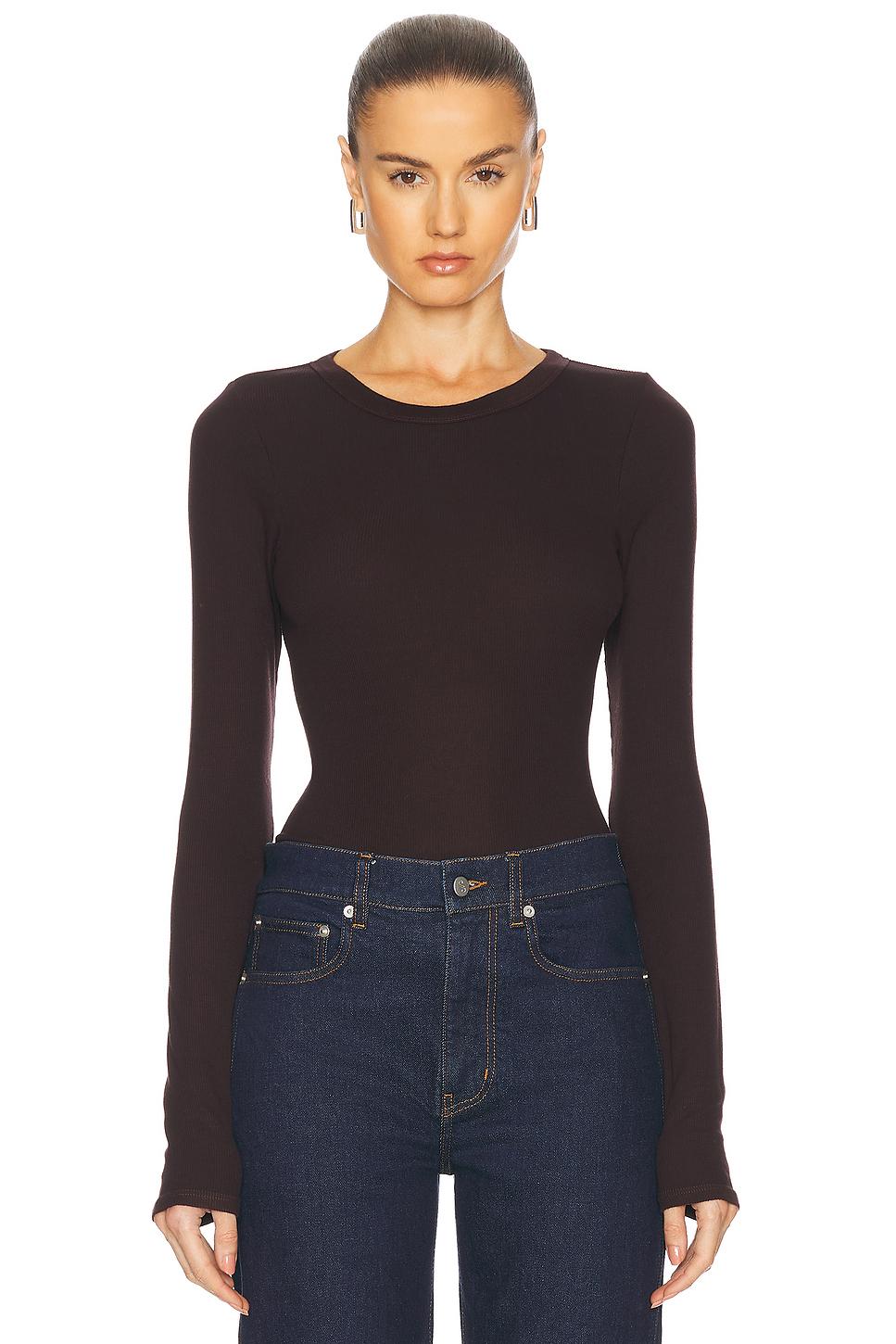 Silk Knit Long Sleeve Crewneck Top