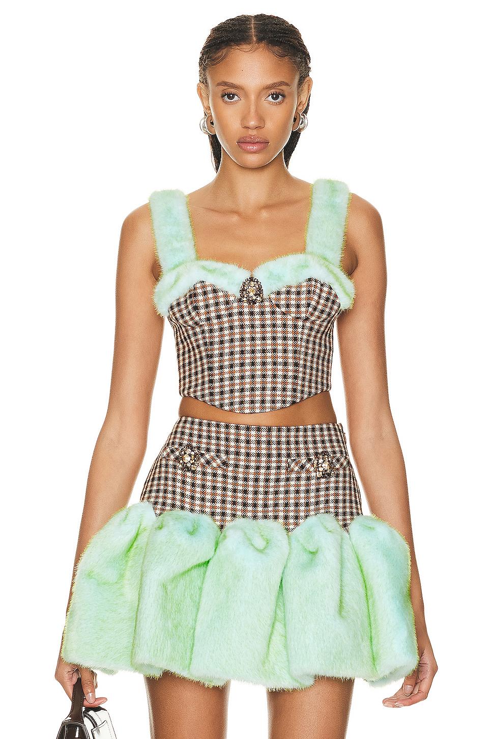 Faux Fur Trim Bustier Top