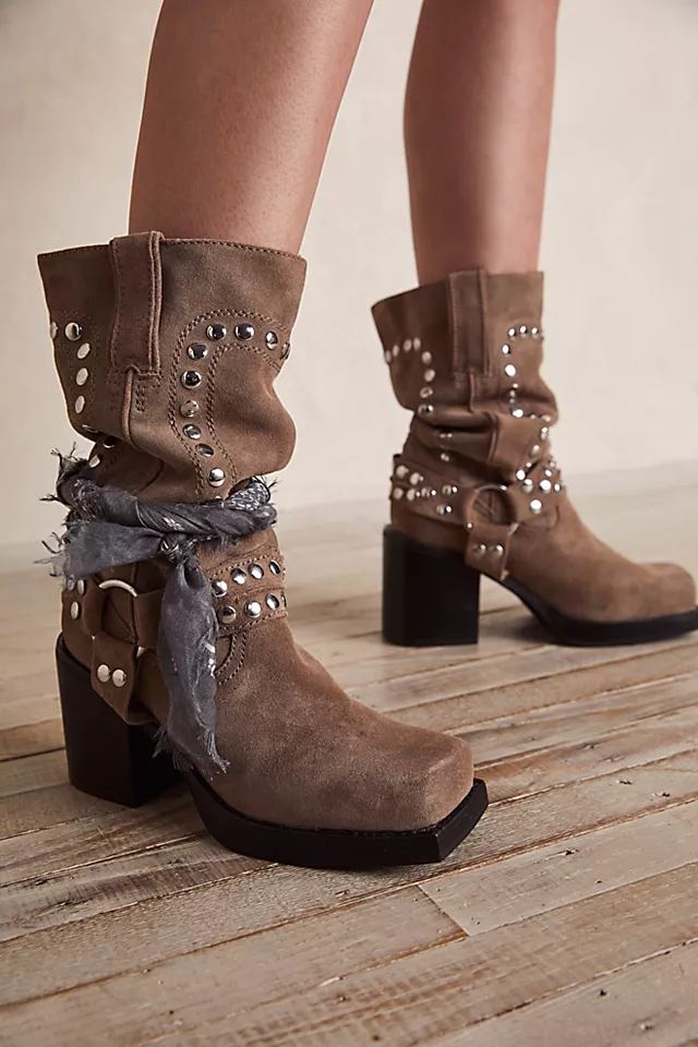 Gretchen Studded Square Toe Boots