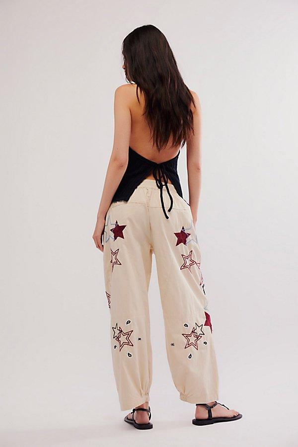 Aria Embroidered Pull-On Pants