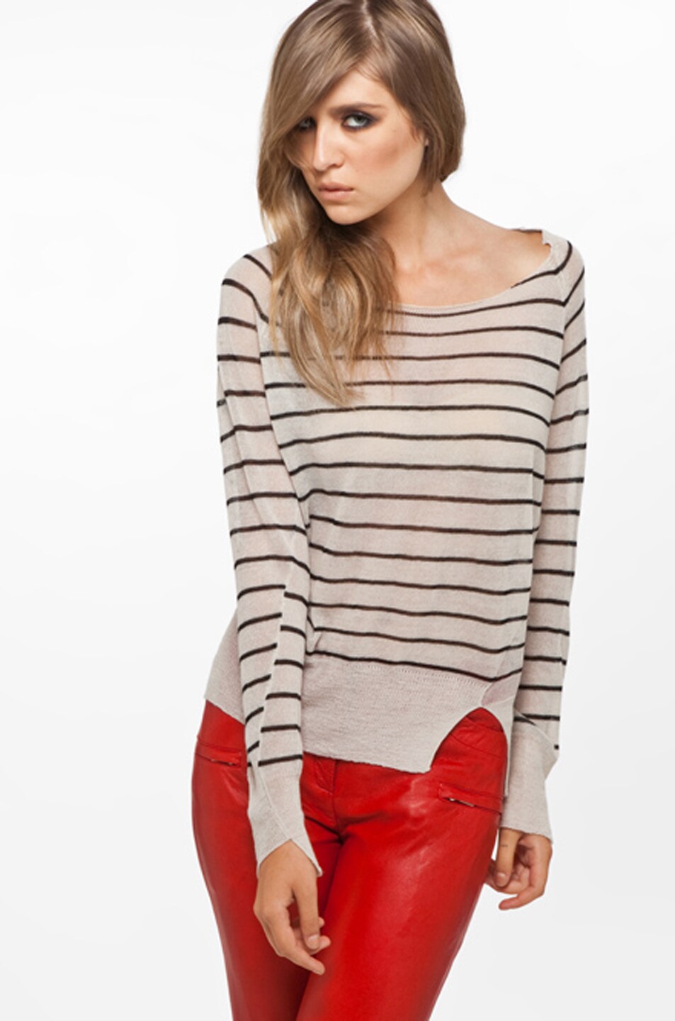 Striped Cropped Tail Sweater