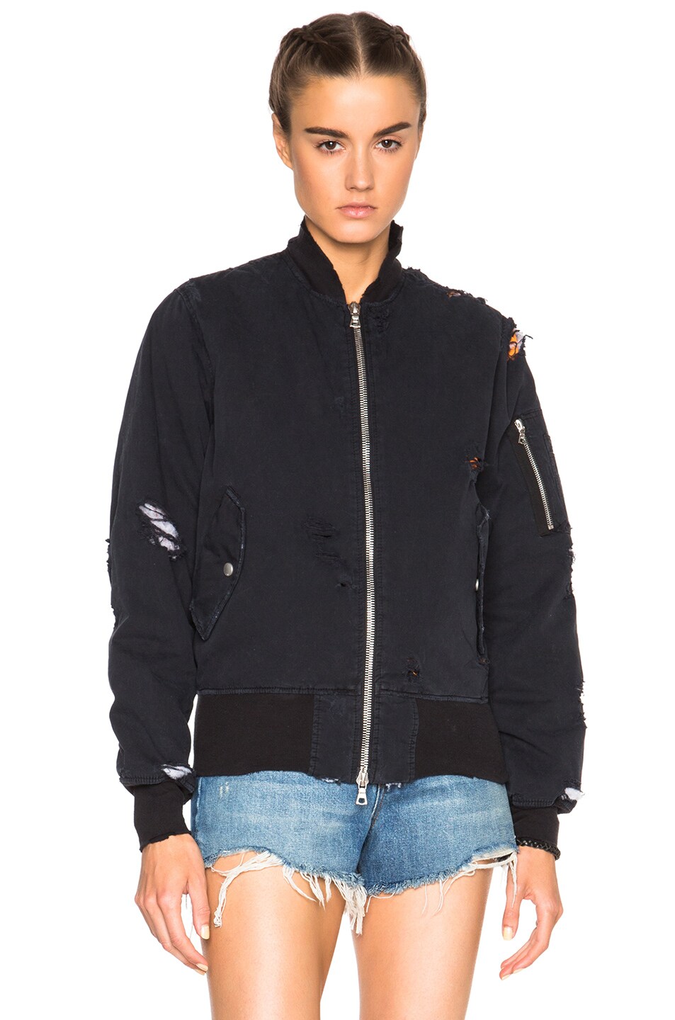 FWRD Exclusive Destroyed Twill Bomber Jacket