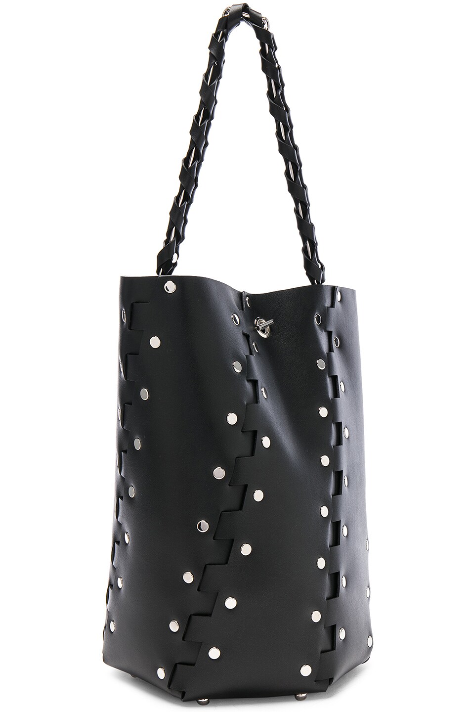 Medium Studded Hex Leather Bucket Bag