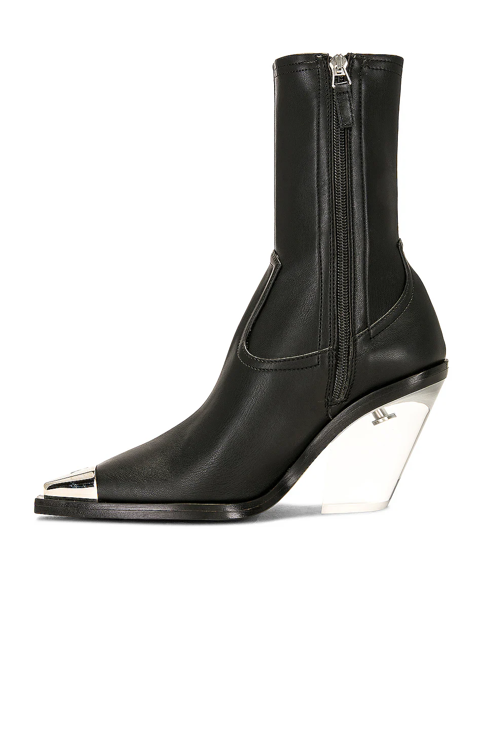 Metal Nose & Transparent Heel Ankle Boot