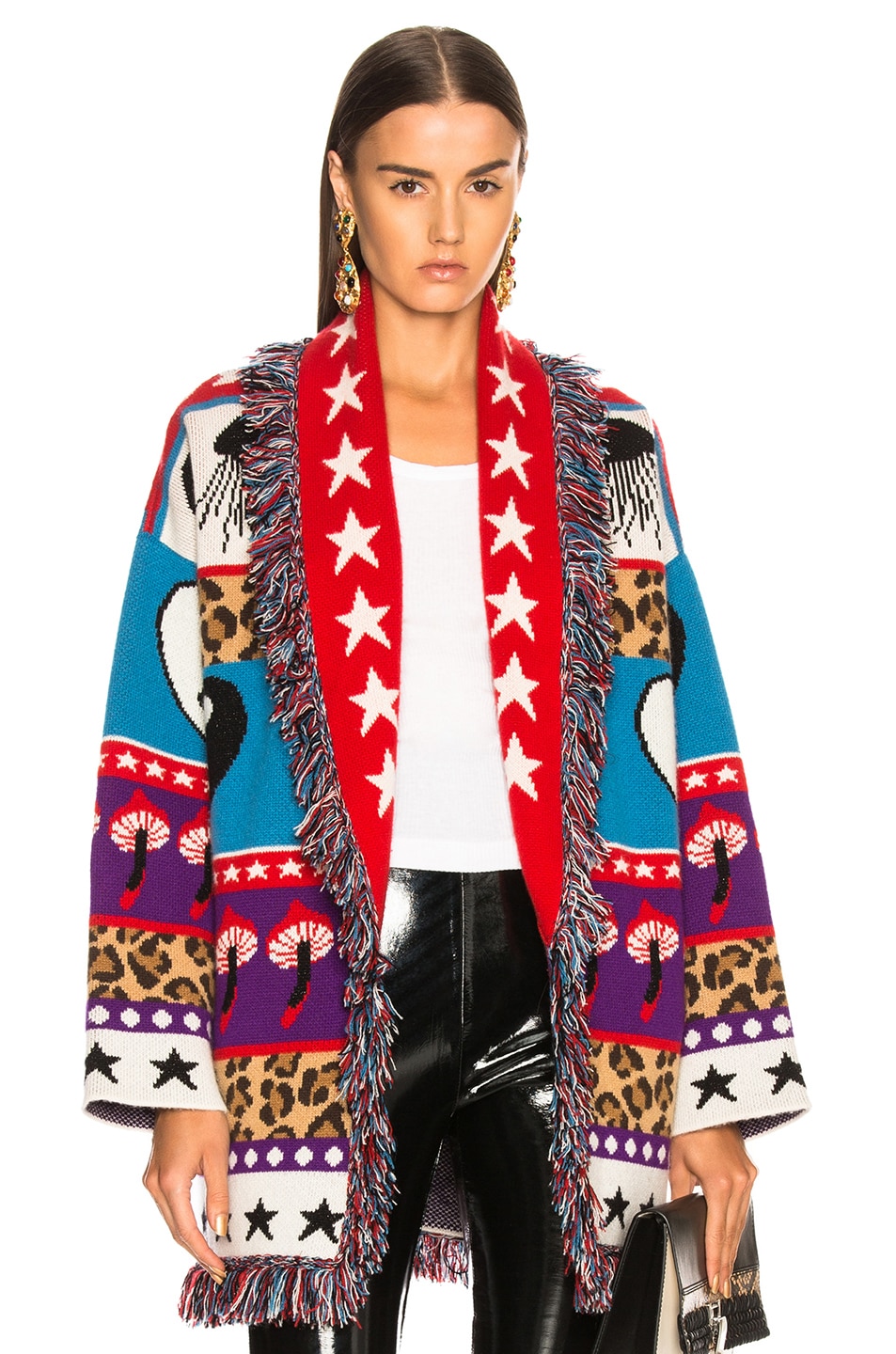 Psychedelic Mushrooms Oversized Lurex Jacquard Cardigan