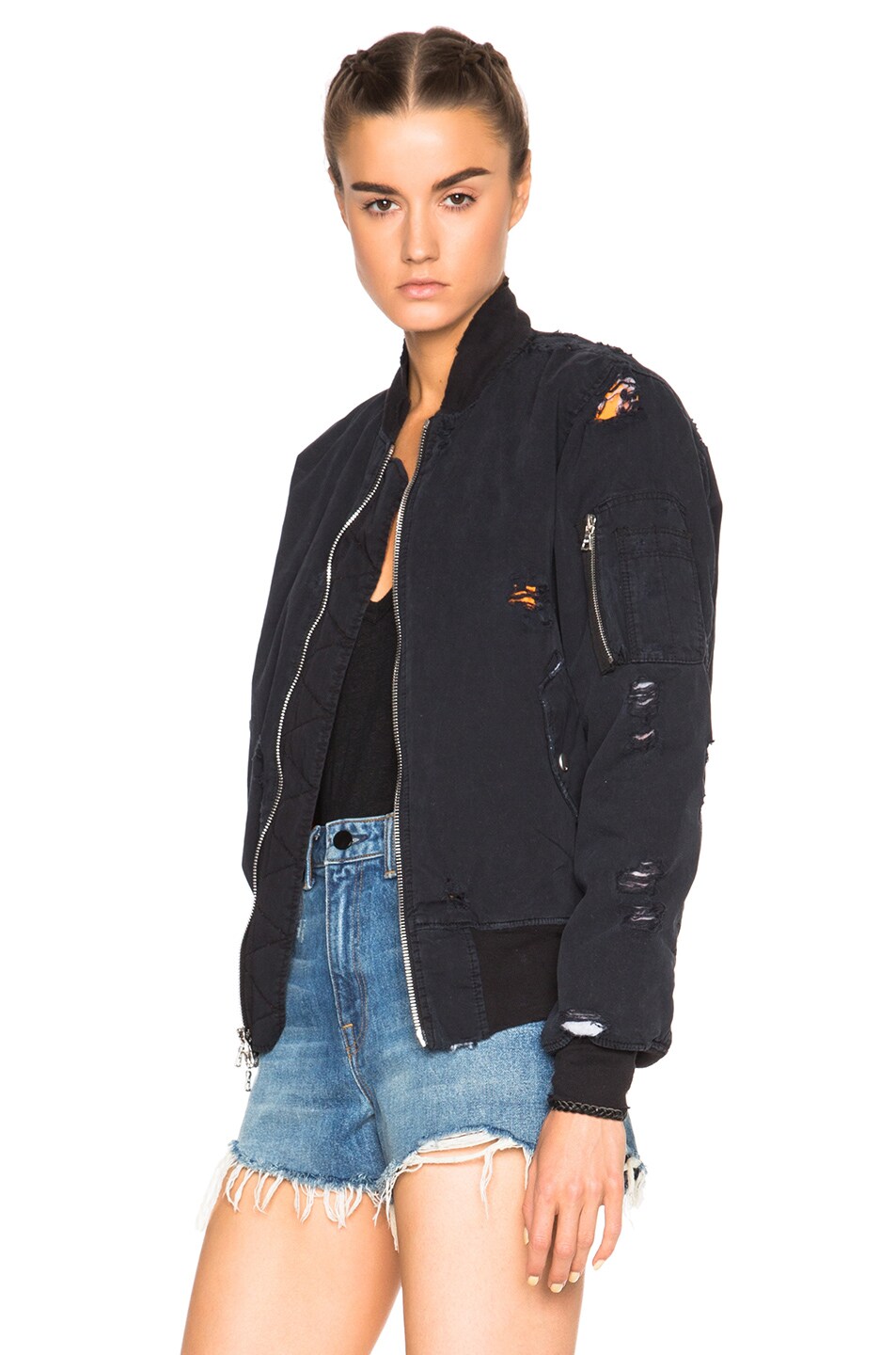 FWRD Exclusive Destroyed Twill Bomber Jacket