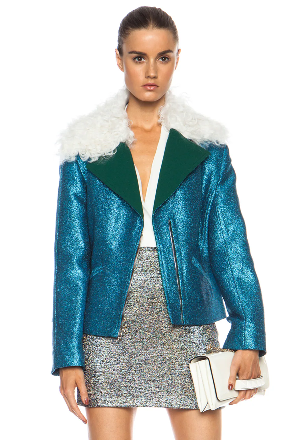 EXCLUSIVE Glitter Cropped Viscose-Blend Jacket