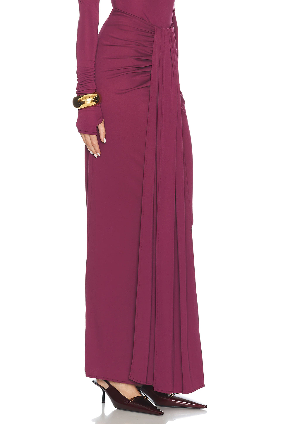 Matte Jersey Long Wrap Skirt