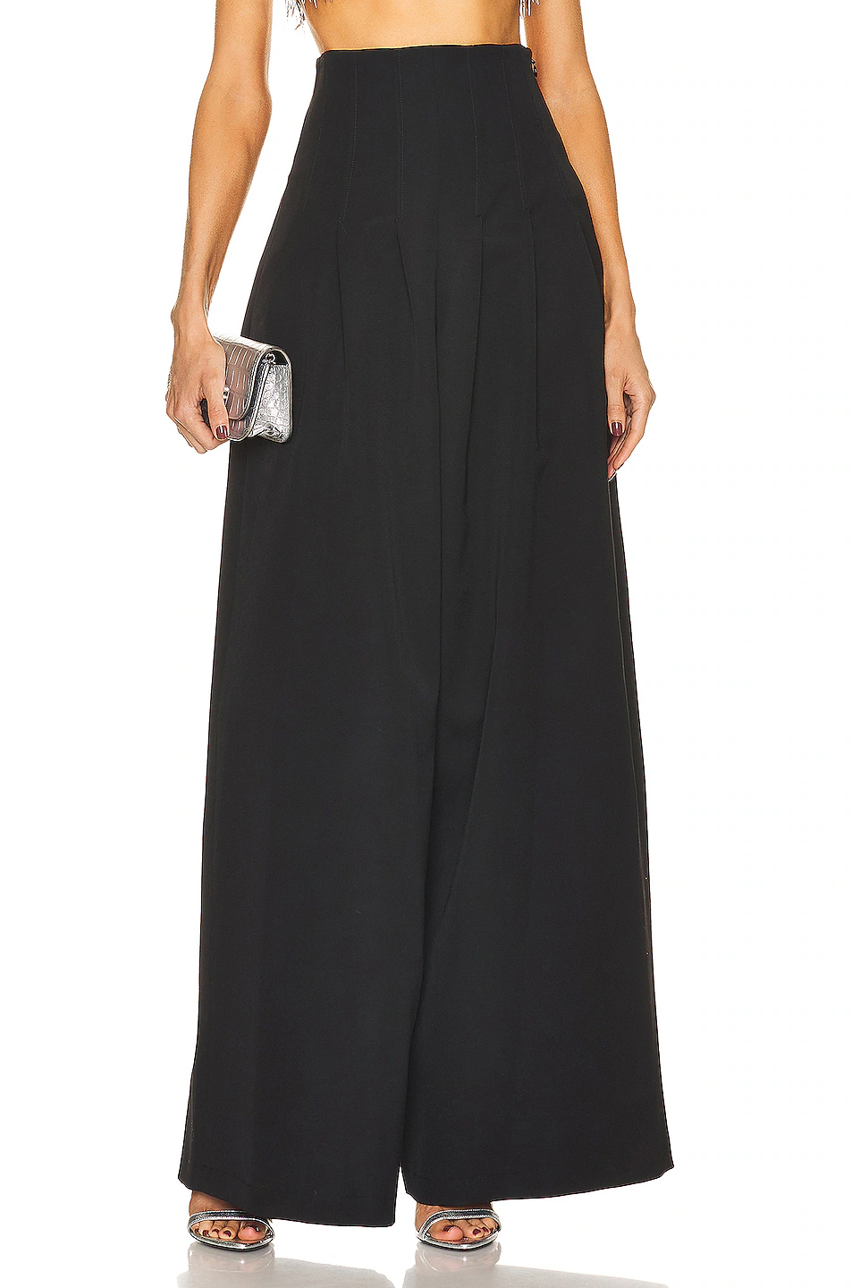 High Waisted Grain De Poudre Wide Leg Pant