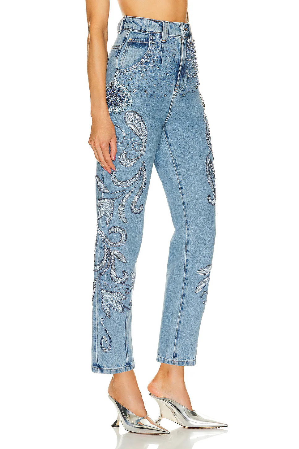 Hand Beaded Straight Leg Jean