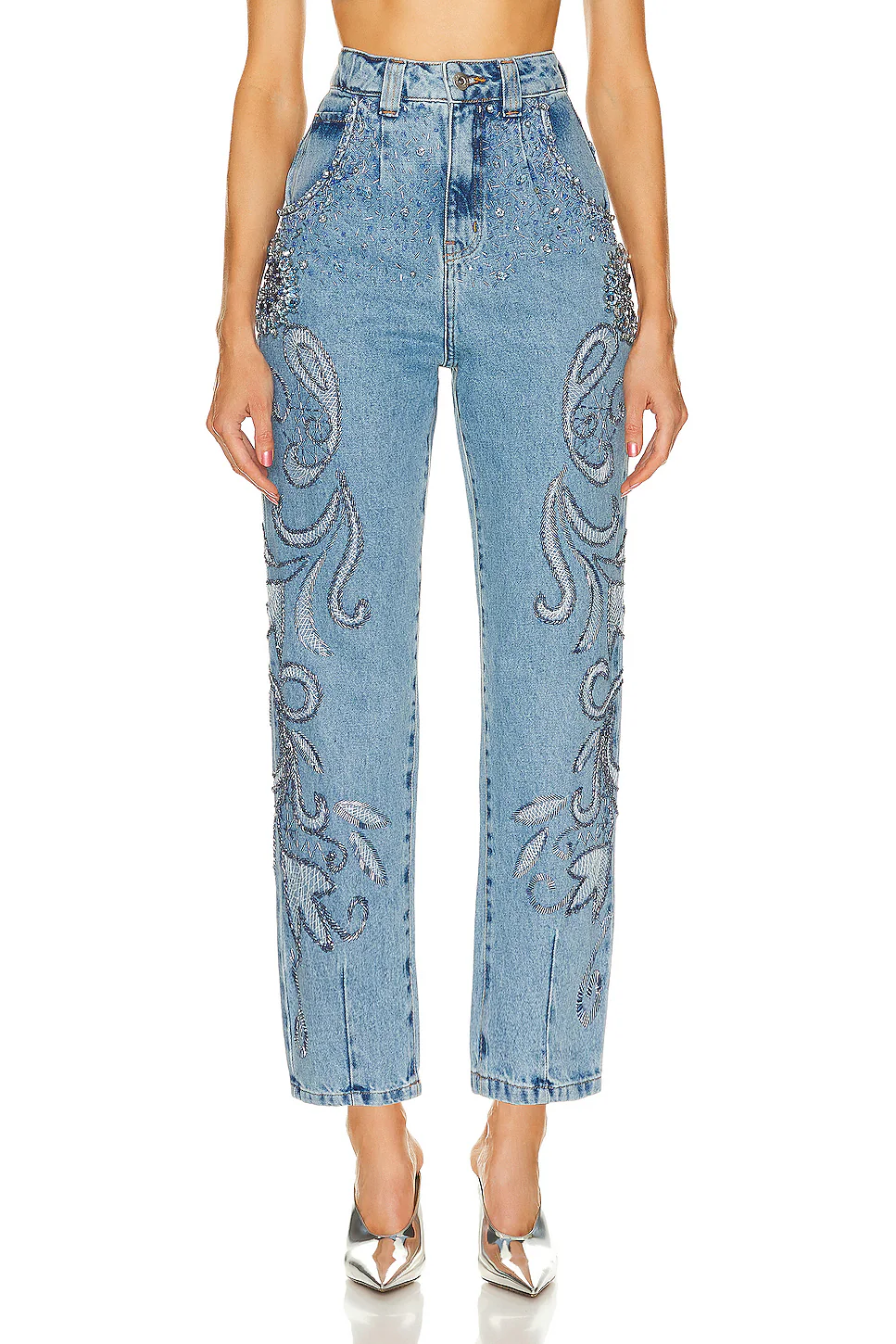 Hand Beaded Straight Leg Jean