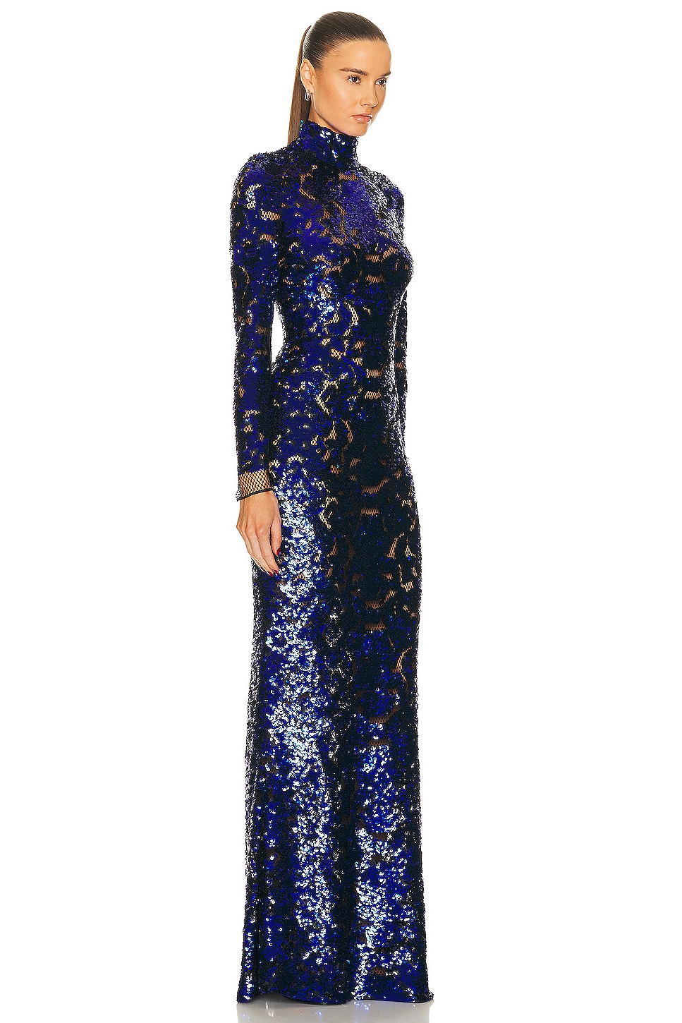 Snake Sequins Long Sleeve Evening Dress