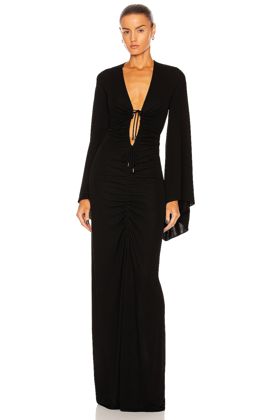 Long Sleeve Ruched Gown