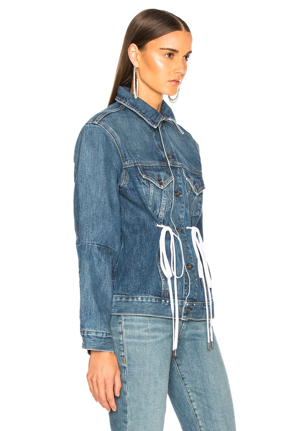 Drawstring Denim Jacket