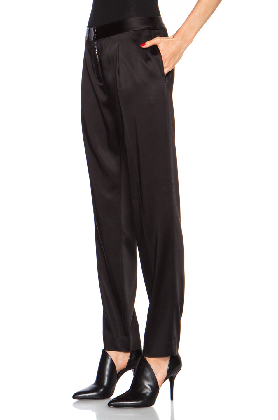 Satin Front Pleat Acetate-Blend Trousers