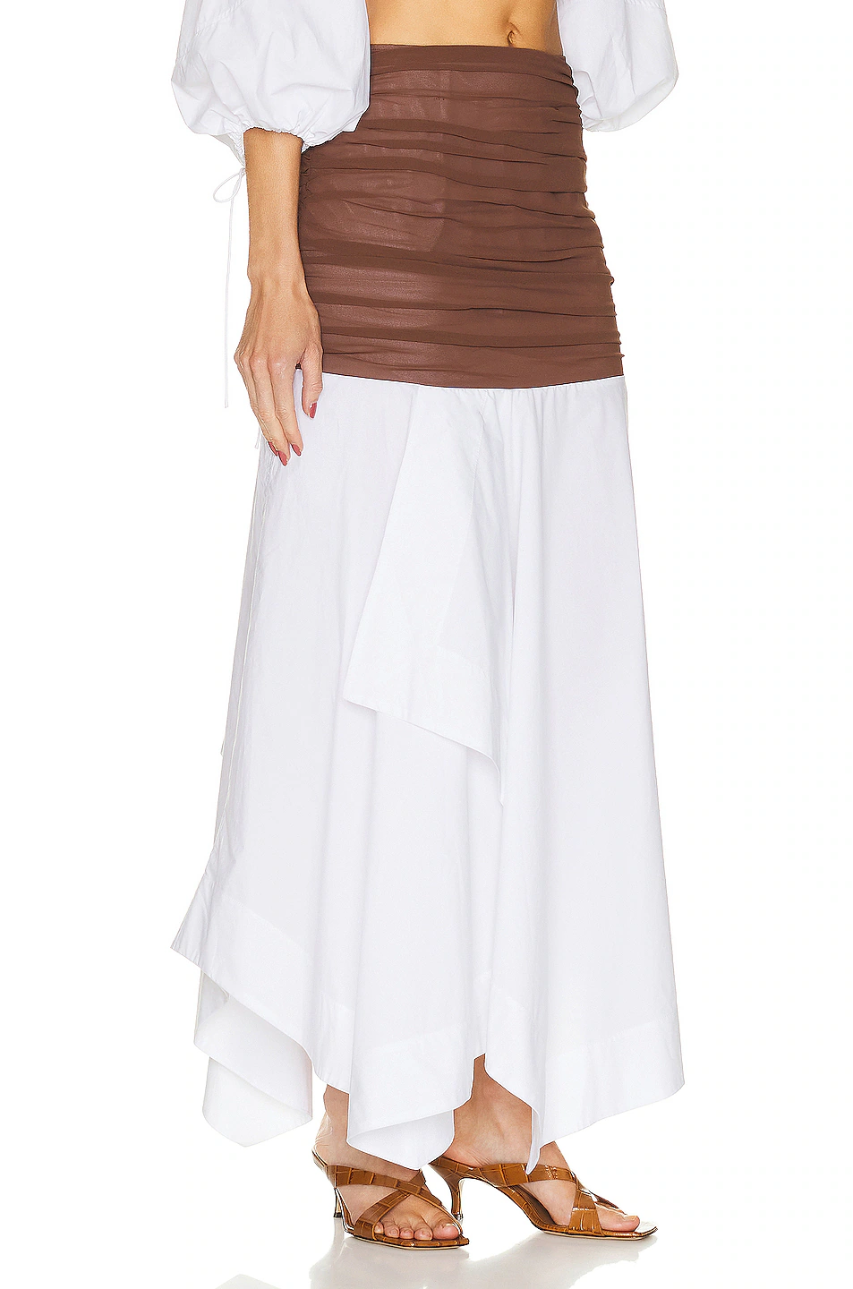 Cotton Poplin Skirt With Sheer Overlay