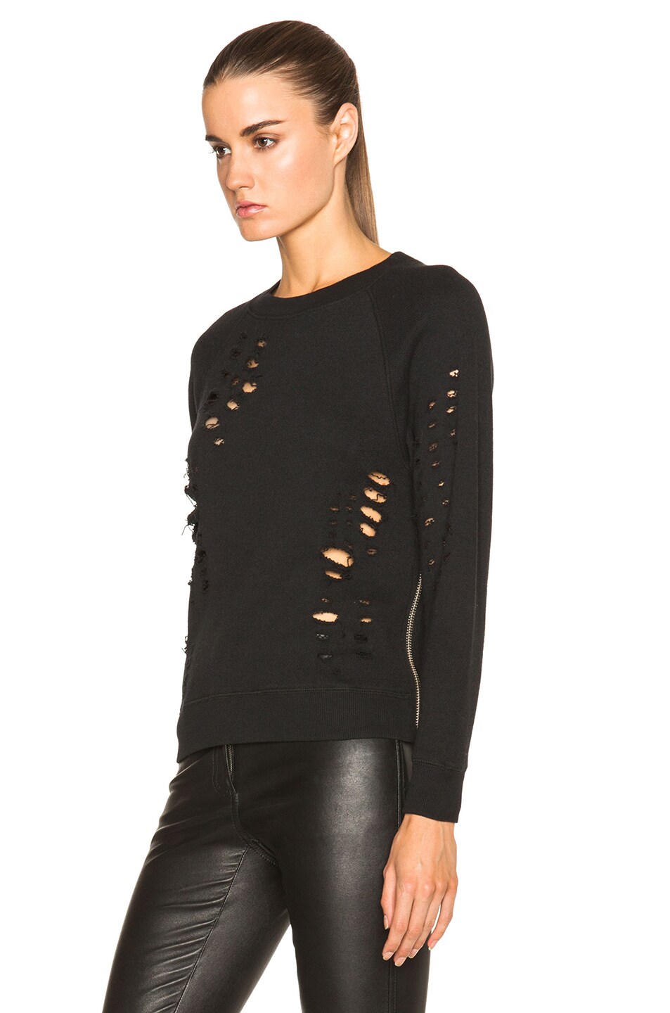 Shredded Zip Side Sweatshirt