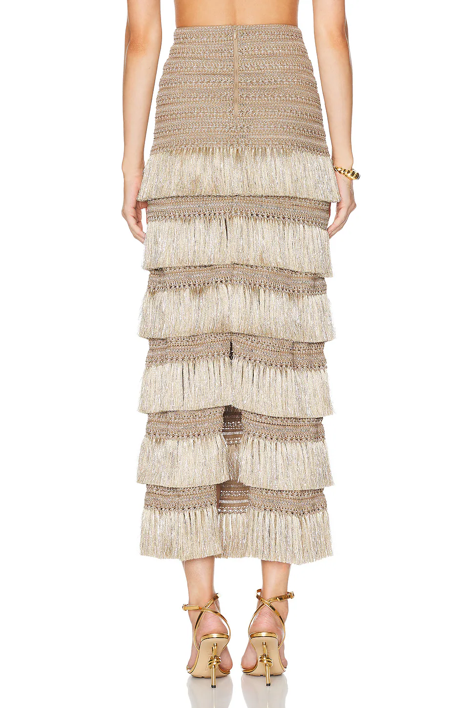 Metallic Fringe Maxi Skirt