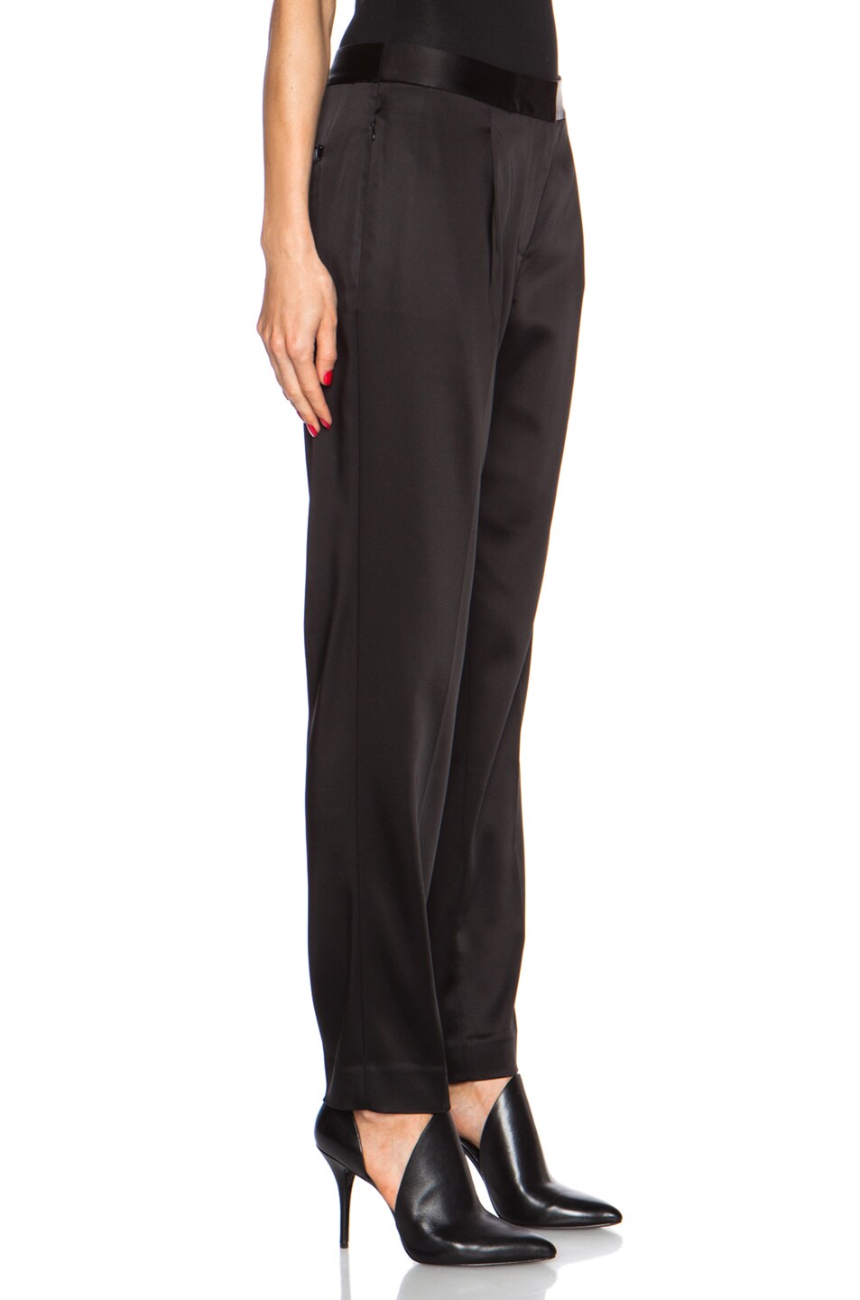 Satin Front Pleat Acetate-Blend Trousers