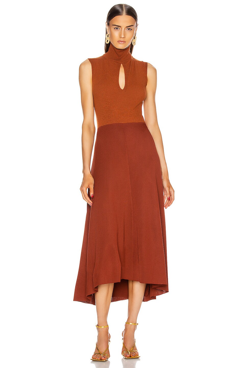 High Neck Sleeveless Midi Dress