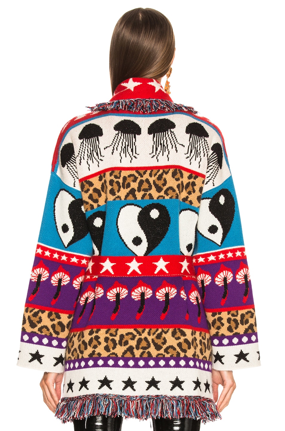 Psychedelic Mushrooms Oversized Lurex Jacquard Cardigan