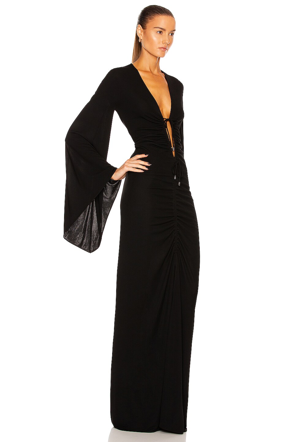 Long Sleeve Ruched Gown