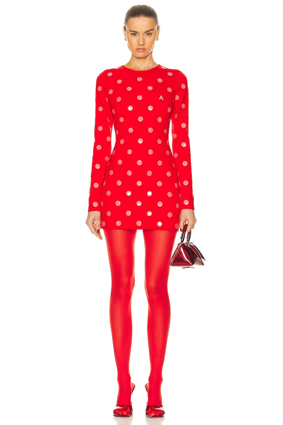 Polka Dot Long Sleeve Mini Dress