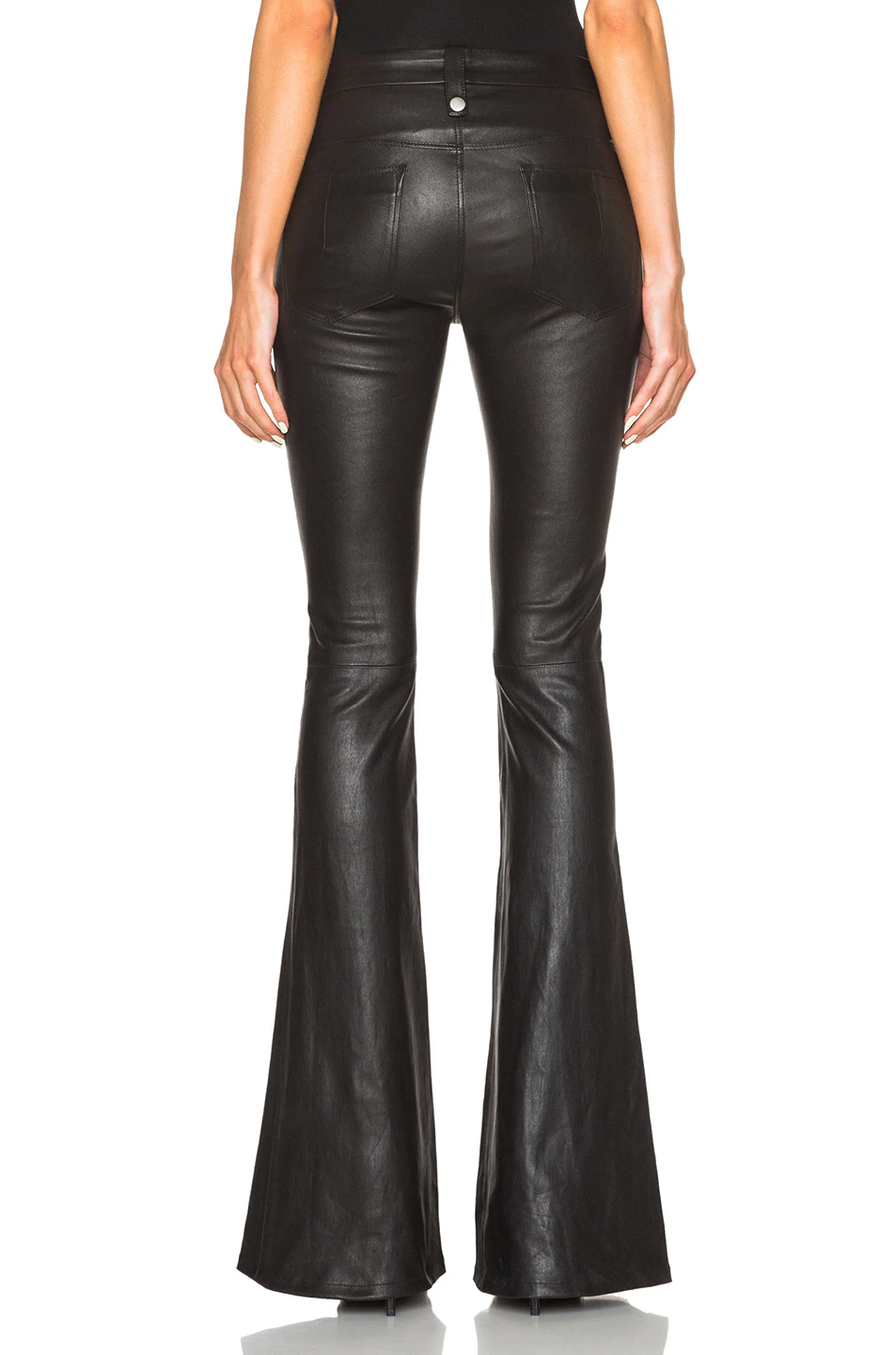 Lace Front Flare Leather Pants