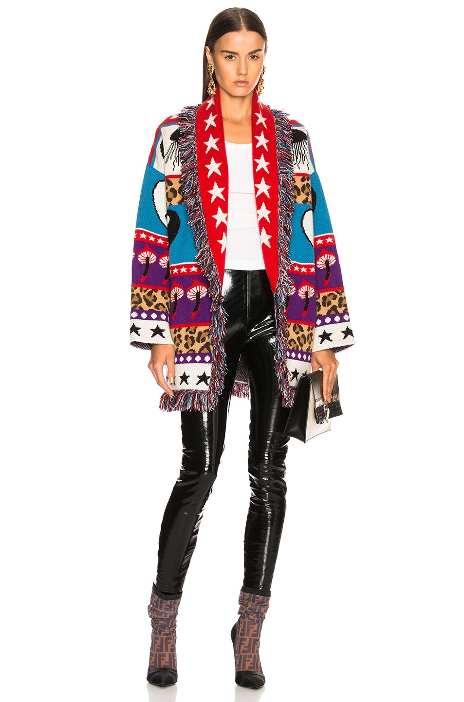 Psychedelic Mushrooms Oversized Lurex Jacquard Cardigan