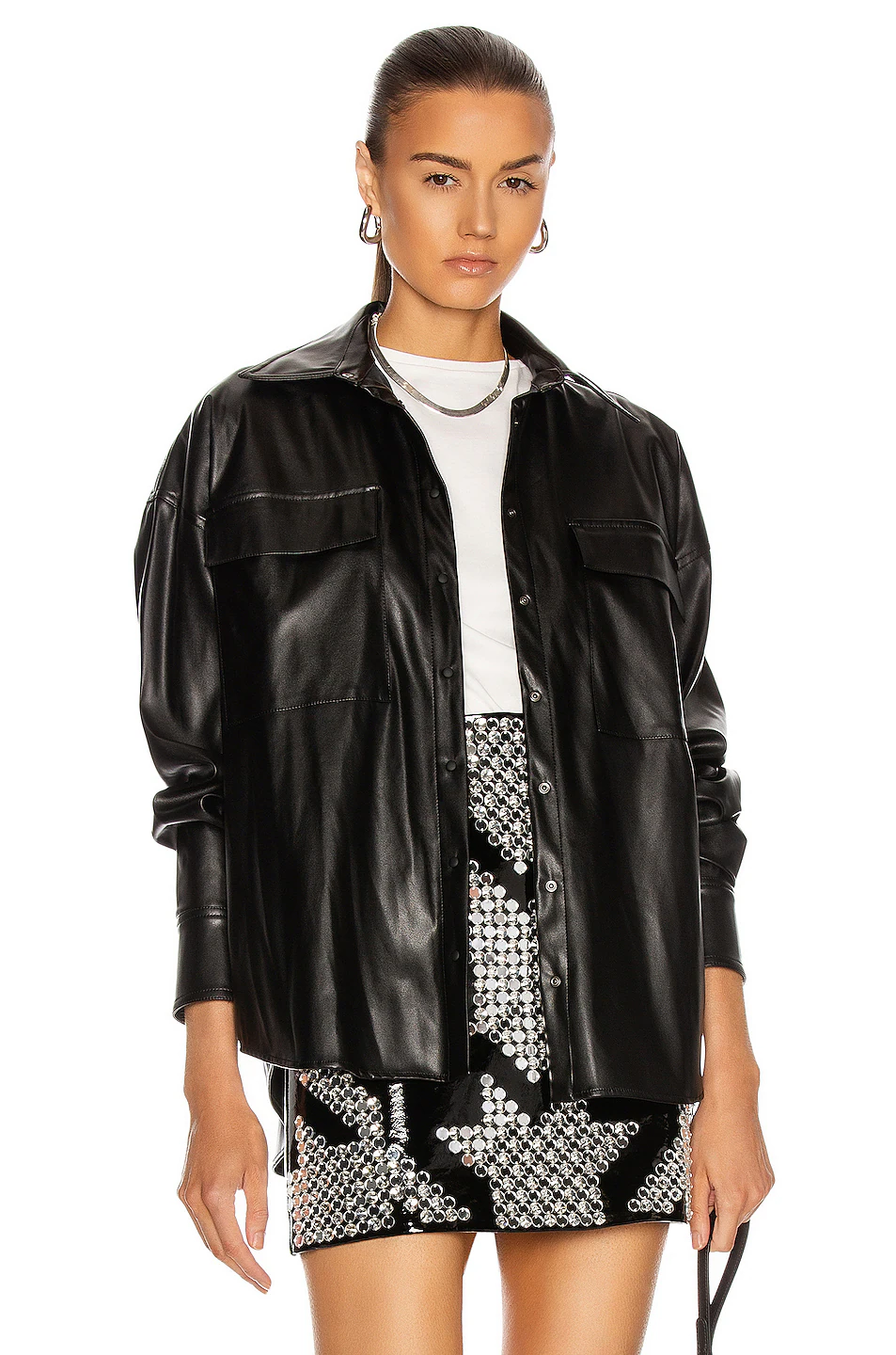 Faux Leather Oversized Shirt