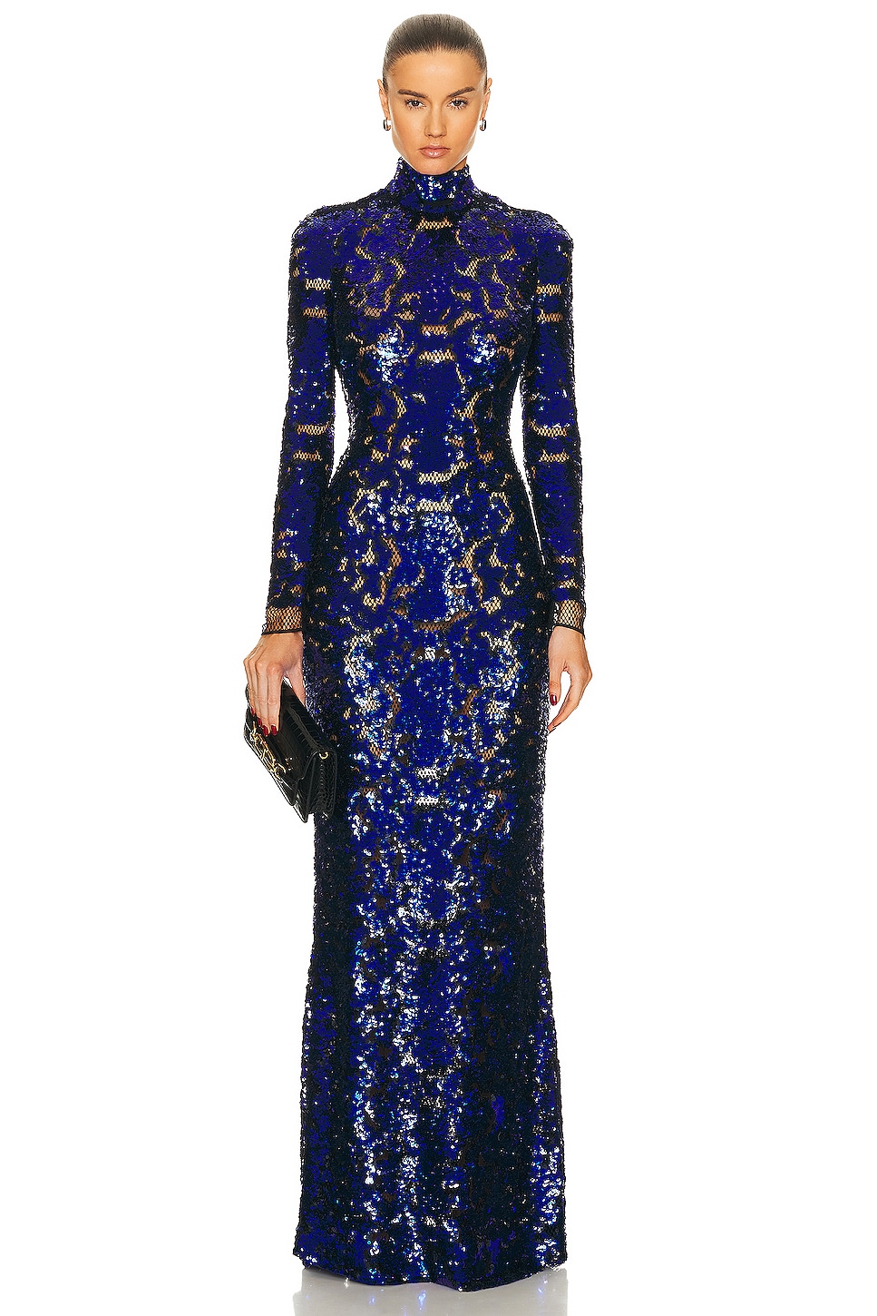 Snake Sequins Long Sleeve Evening Dress