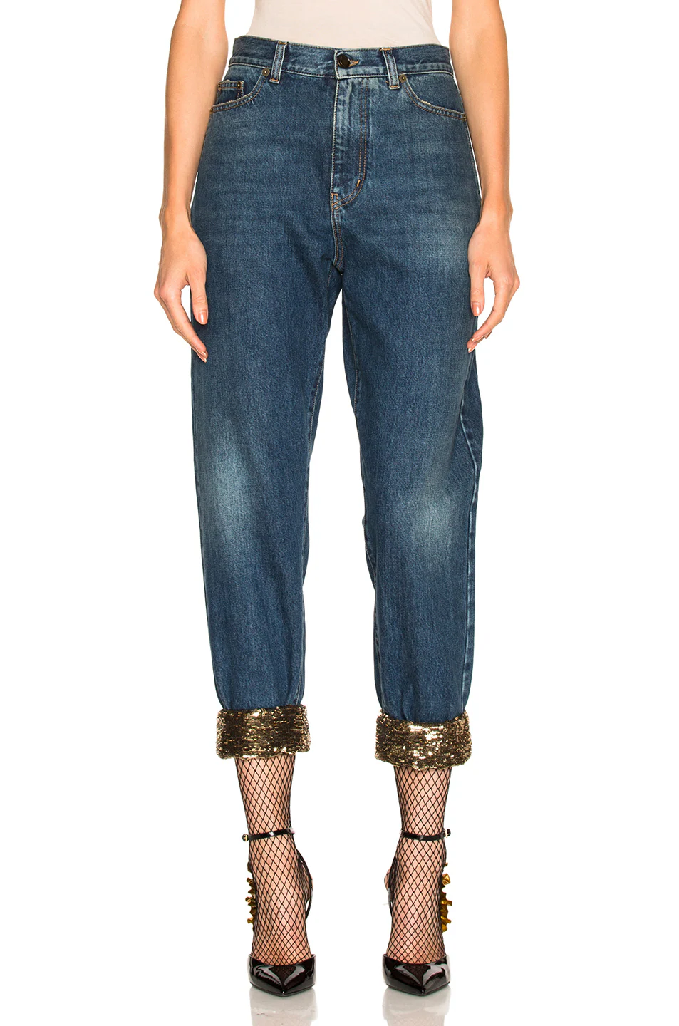 Sequin Embellished Baggy Jeans