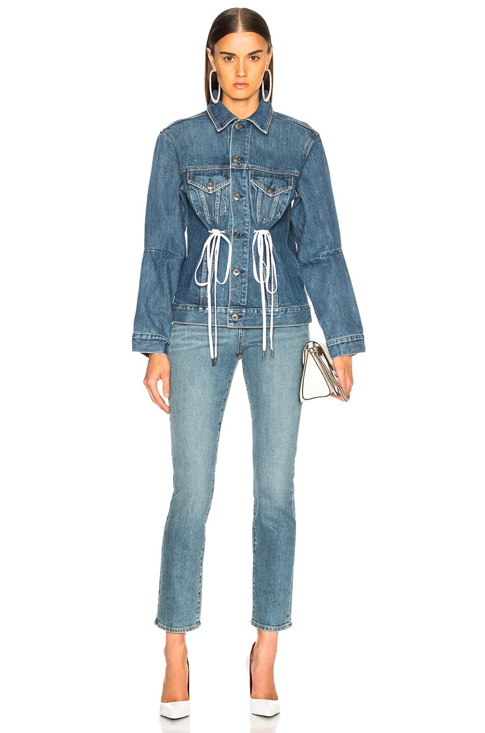 Drawstring Denim Jacket