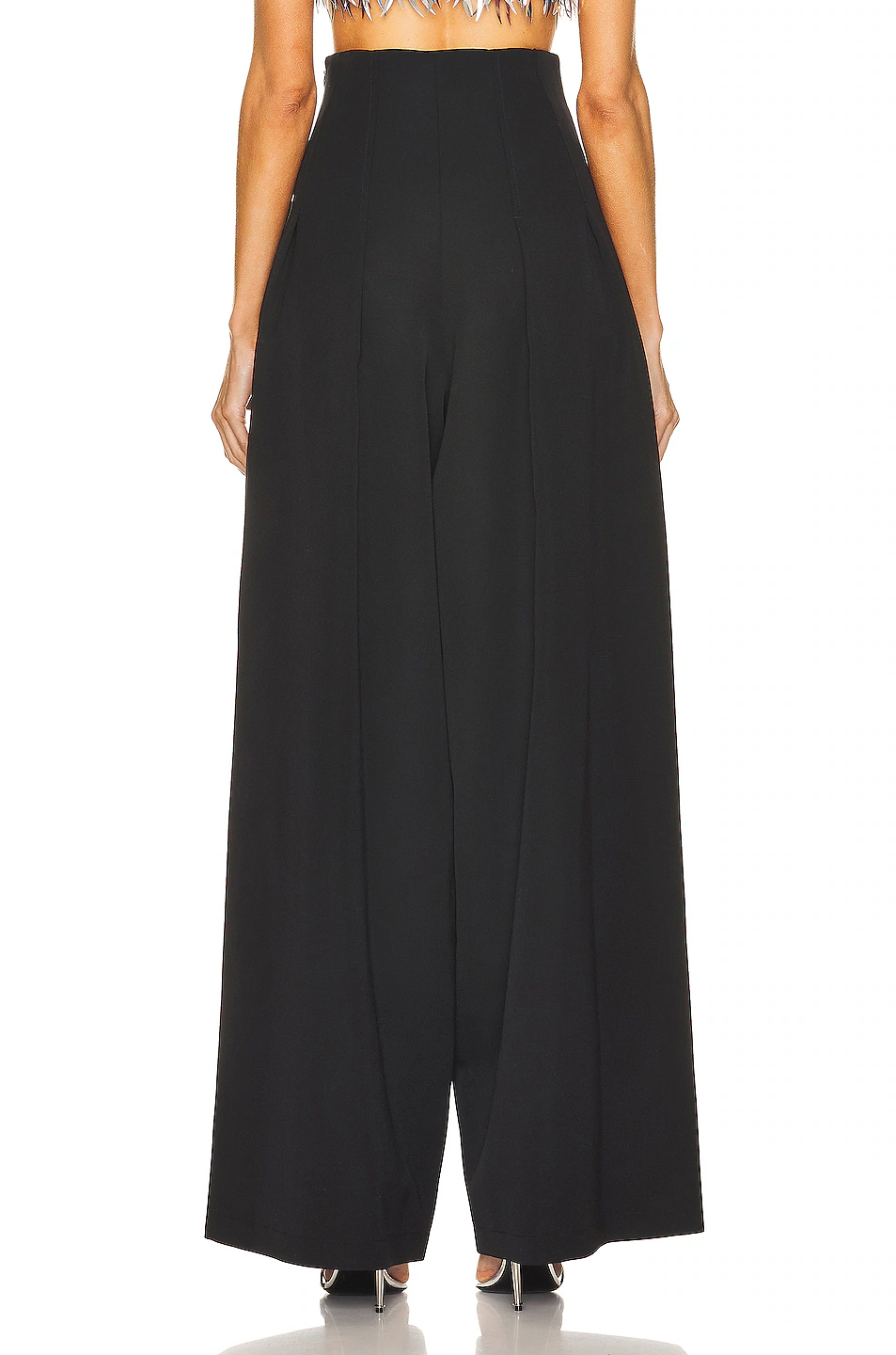 High Waisted Grain De Poudre Wide Leg Pant