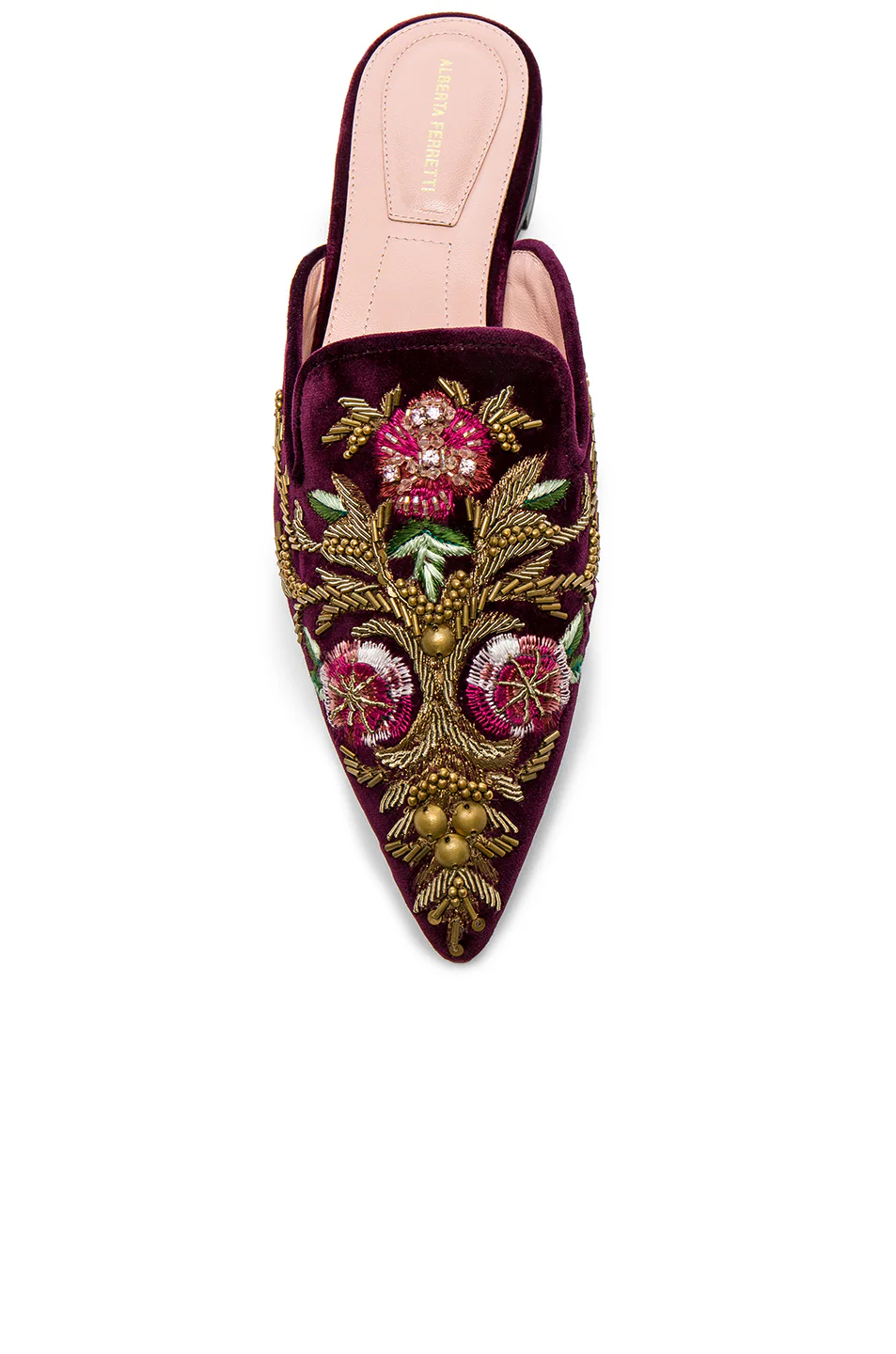 Velvet Embroidered Mules