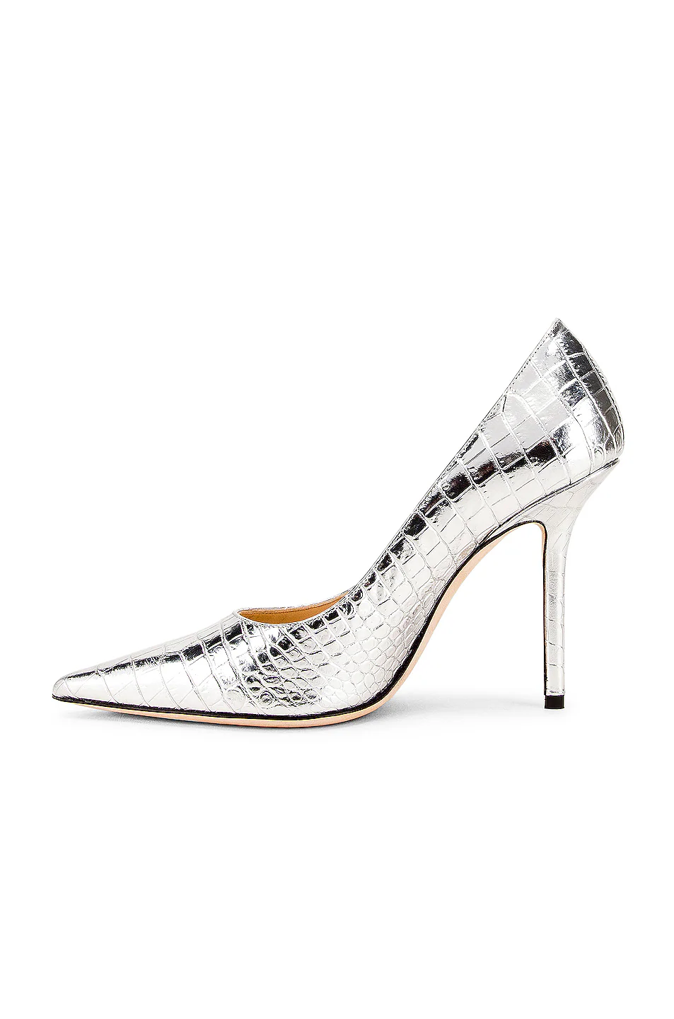 Love 100 Metallic Croc Embossed Leather Heel