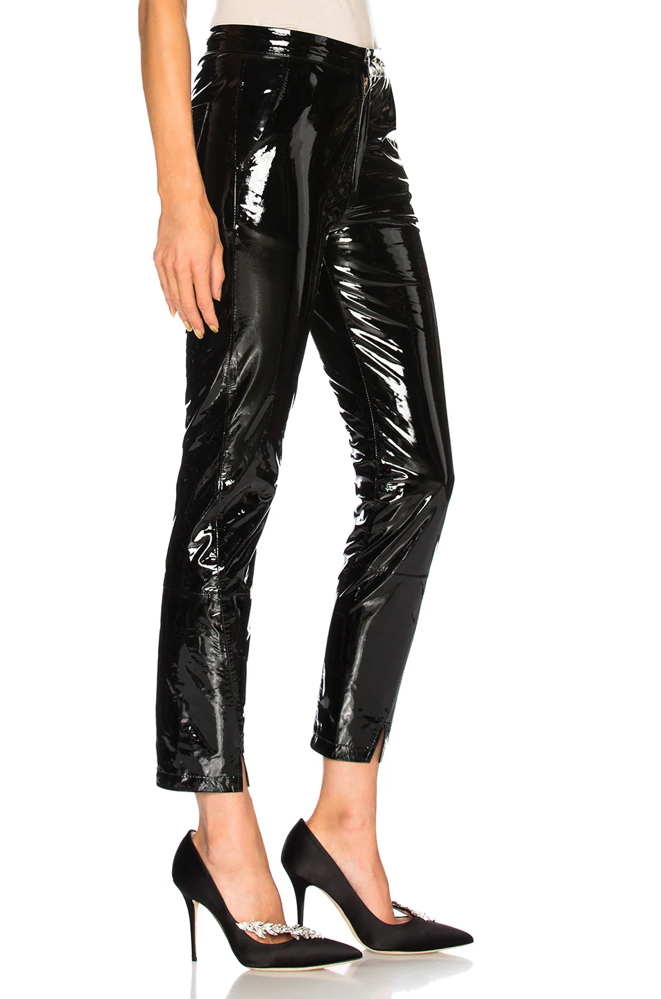 Patent Leather Pants with Ankle Slits